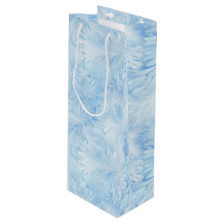 Sac Cadeau Pour Bouteille Winter Wonderland Bleu gelé motif