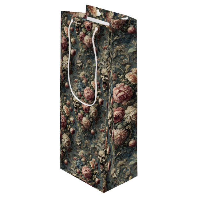 Sac Cadeau Pour Bouteille 🌿 Wretching Wreath - Gothique victorien (Devant Angle)