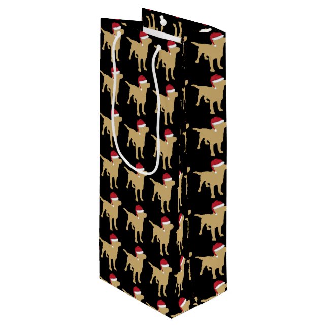 Sac Cadeau Pour Bouteille Yellow Labrador Retriever Dans Festive Red Santa H (Devant Angle)