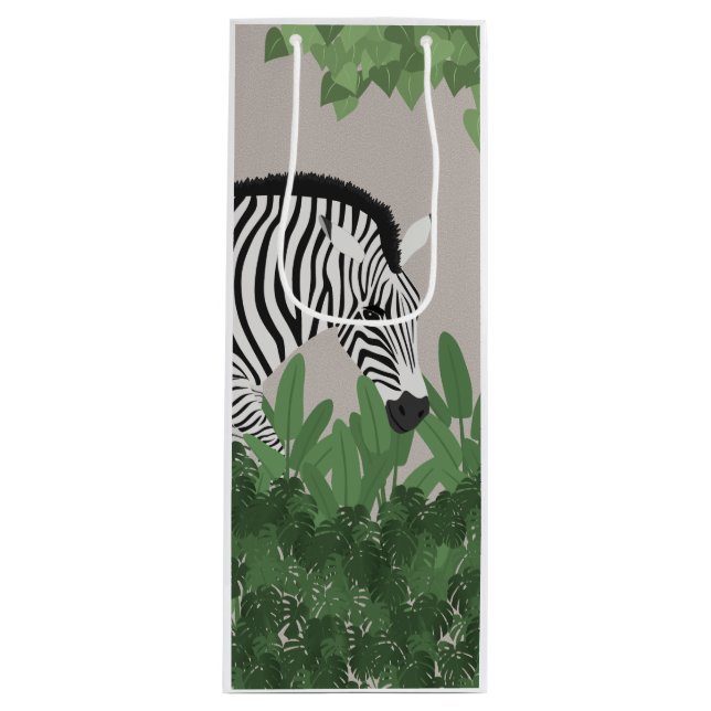 Sac Cadeau Pour Bouteille Zebra amongst Leaves (Devant)