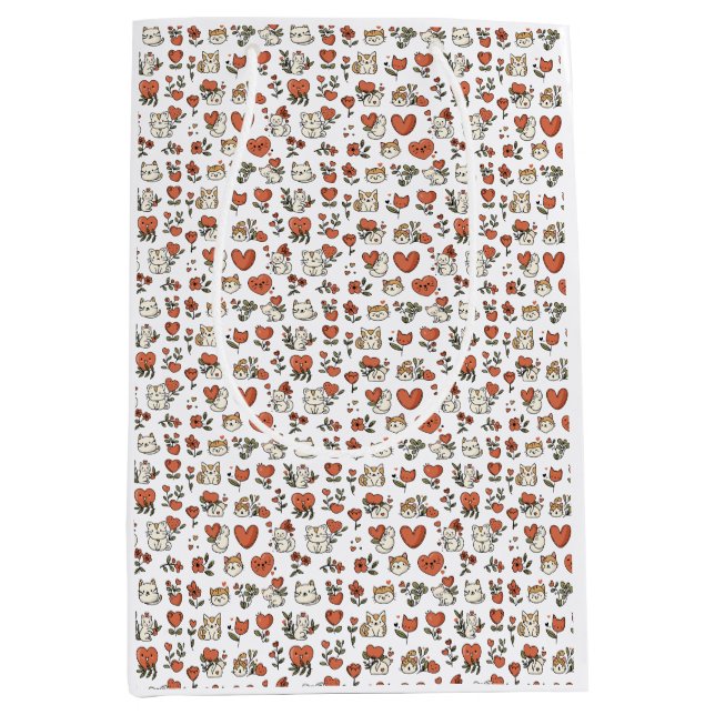 Sac cadeau pour chat et coeur : mignon et charmant (Devant)