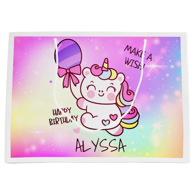 Sac cadeau pour fête d'anniversaire de la licorne (Devant)