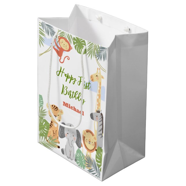 Sac cadeau pour le premier anniversaire avec des a (Devant Angle)