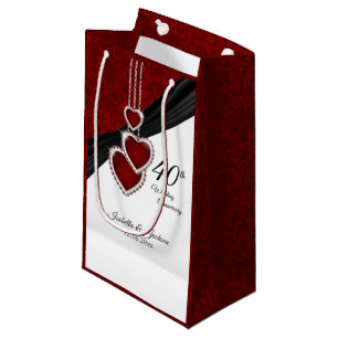 Sac Cadeau quarantième Anniversaire de mariage rouge - petit