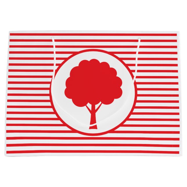 Sac Cadeau Rayures Arbre Rouge Botanique (Devant)
