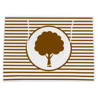 Sac Cadeau Rayures d'Arbre Brun Botanique
