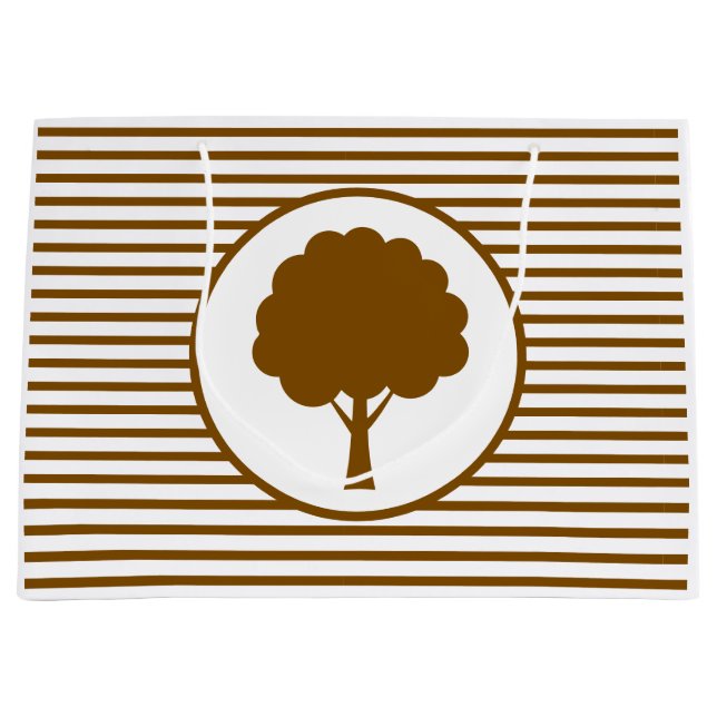 Sac Cadeau Rayures d'Arbre Brun Botanique (Devant)