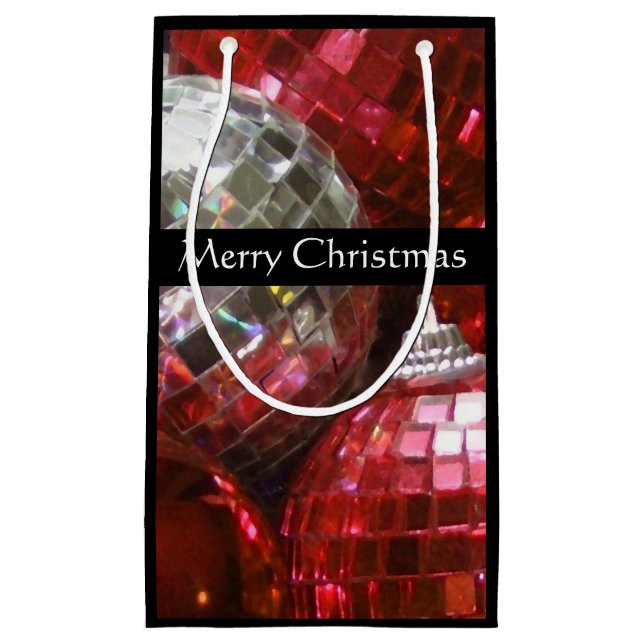 Sac Cadeau Red Baubles Joyeux Noël petit noir (Devant)
