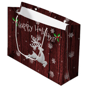 Sac cadeau Red Rustic Christmas Reindeer