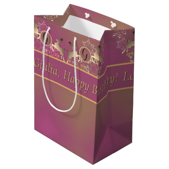 Sac cadeau Reindeer & Snowflakes sur Purple (Dos Angle)