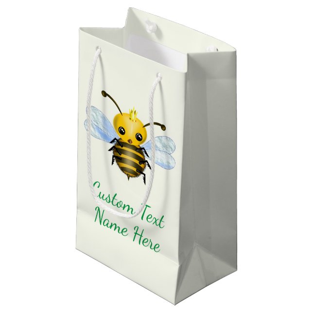 Sac cadeau Reine Abeille Mignonne avec Nom Texte P (Devant Angle)
