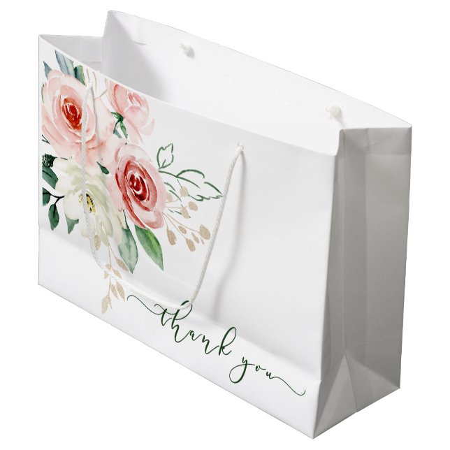 Sac cadeau remerciement Rose Aquarelle Rose (Devant Angle)