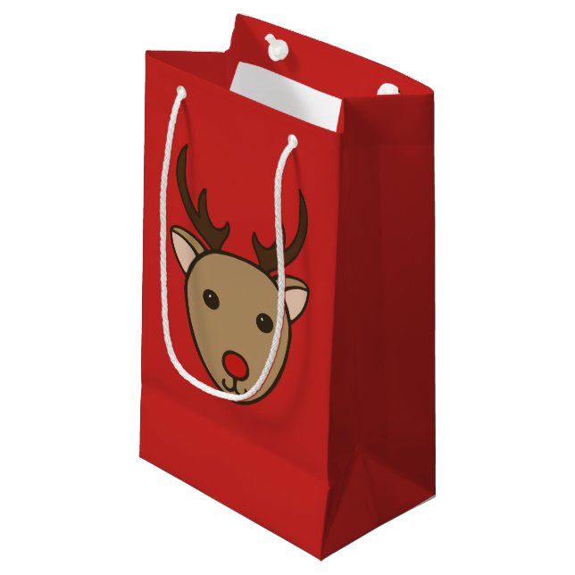 Sac Cadeau Renne de Noël Rouge (Devant Angle)