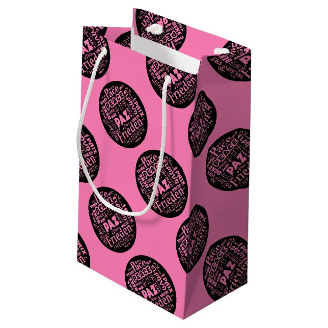 Sac cadeau rose conception de paix en plusieurs la (Dos Angle)