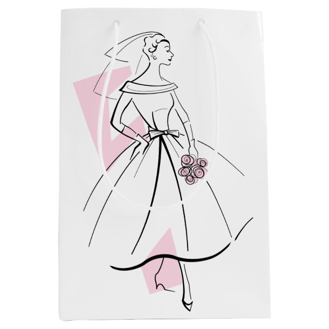Sac cadeau rose Fashion Bride moyen (Devant)
