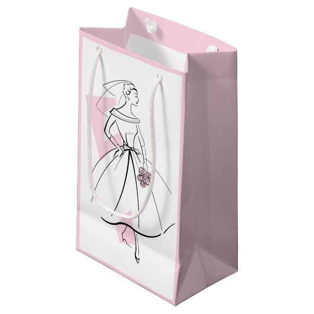 Sac cadeau rose Fashion Bride petit rose (Devant Angle)