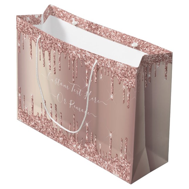Sac cadeau rose Parties scintillant or Nom du text (Devant Angle)