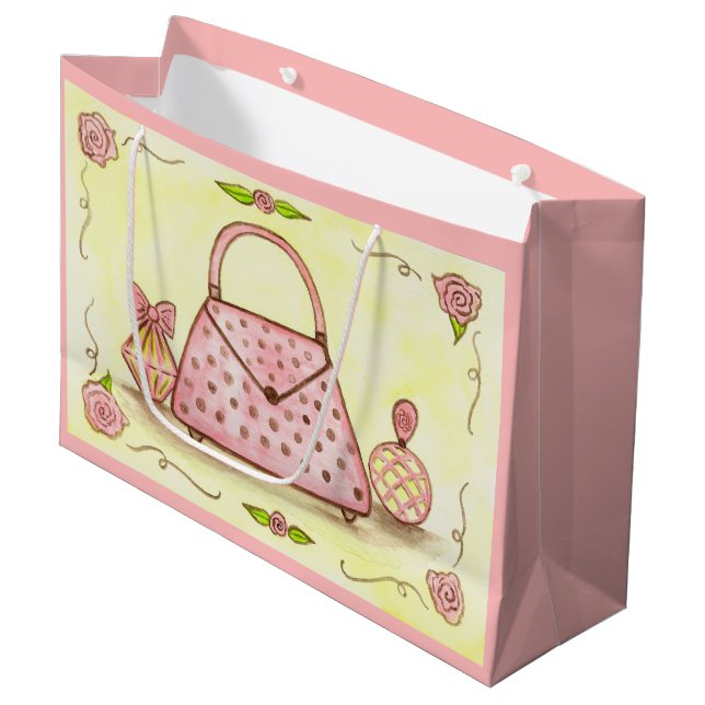 Sac cadeau rose rétro (Devant Angle)