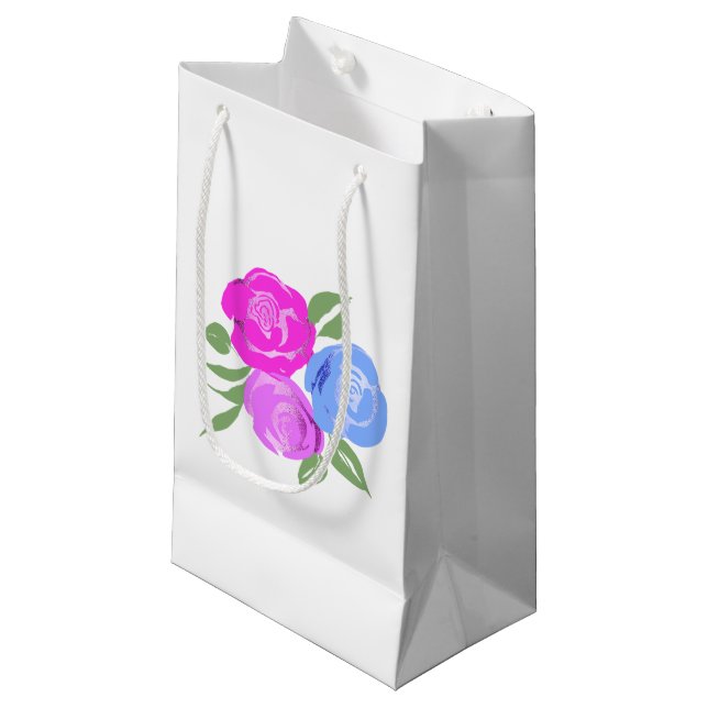 Sac cadeau Rose rose et bleu (Devant Angle)
