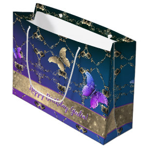 Sac cadeau Roses et papillons