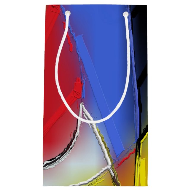 Sac cadeau rouge, jaune, noir et bleu (Devant)