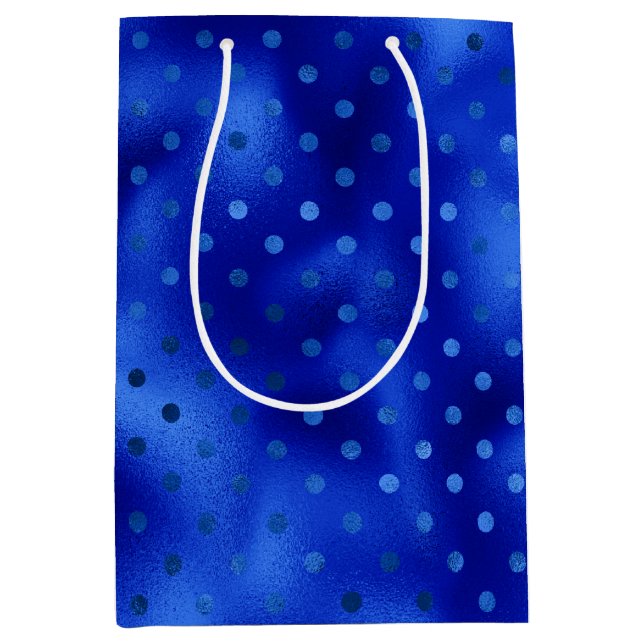 Sac cadeau Royal Blue Foil Polka Dot Hanoukka Medi (Devant)