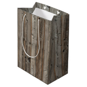 Sac cadeau rustique en bois gris Tone moyen