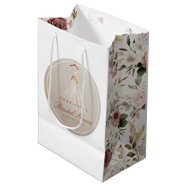 Sac cadeau Rustique Floral Fête des mariées (Devant Angle)