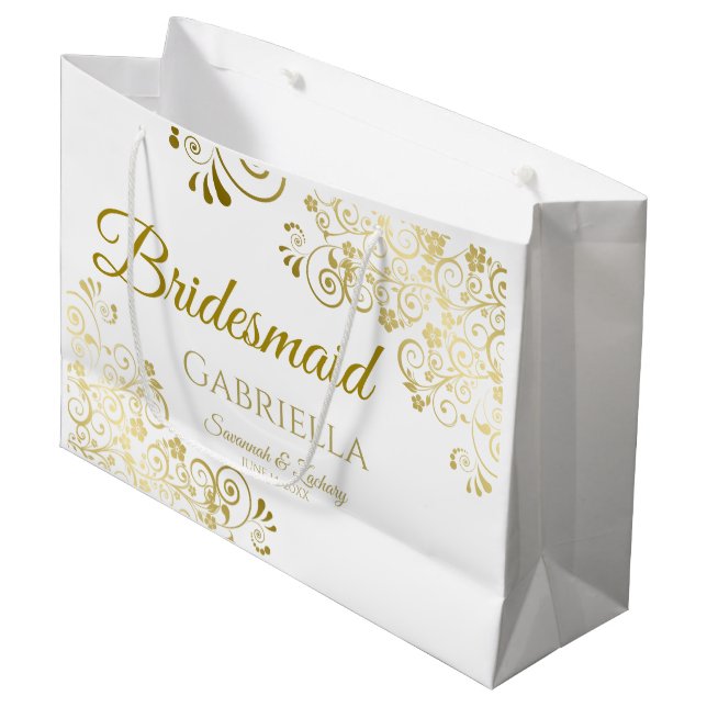 Sac Cadeau Sac-cadeau Mariage de Bridesmaid - Grand (Devant Angle)