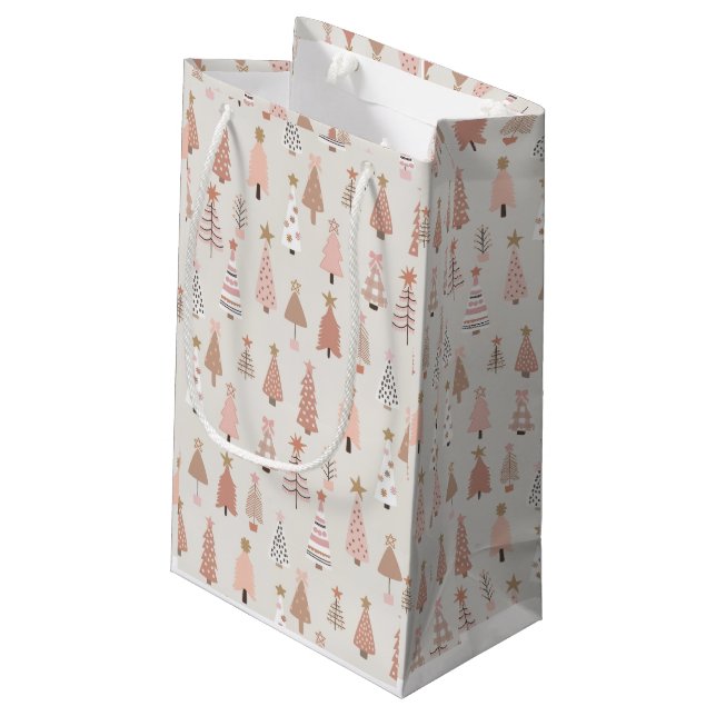 Sac Cadeau Sapin Noël Rose Scandinave (Dos Angle)