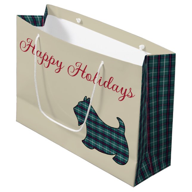 Sac Cadeau Scottish Terrier Joyeuses Fêtes (Devant Angle)