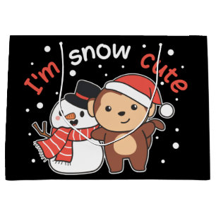 Sac Cadeau Singe Je T'Aime Neige Beaucoup Snowman Pun Grand C