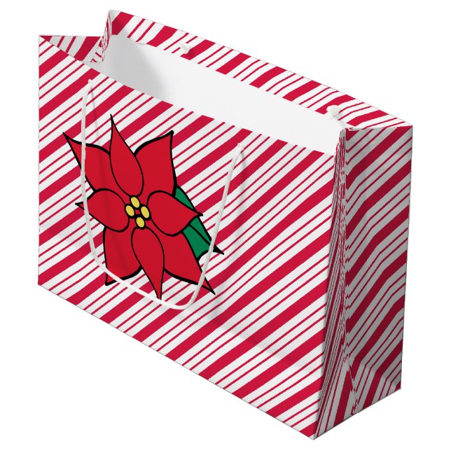 Sac cadeau sucre de canne Poinsettia (Devant Angle)