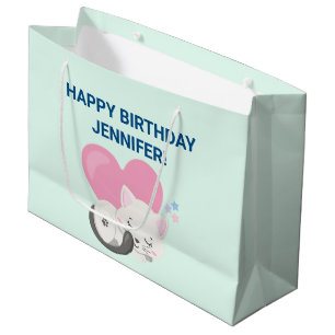Sac Cadeau Sweet Kitty Chat Dormir avec un grand coeur en arr