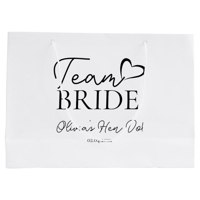 Sac cadeau Team Bride – Enterrement de vie de jeun (Dos)