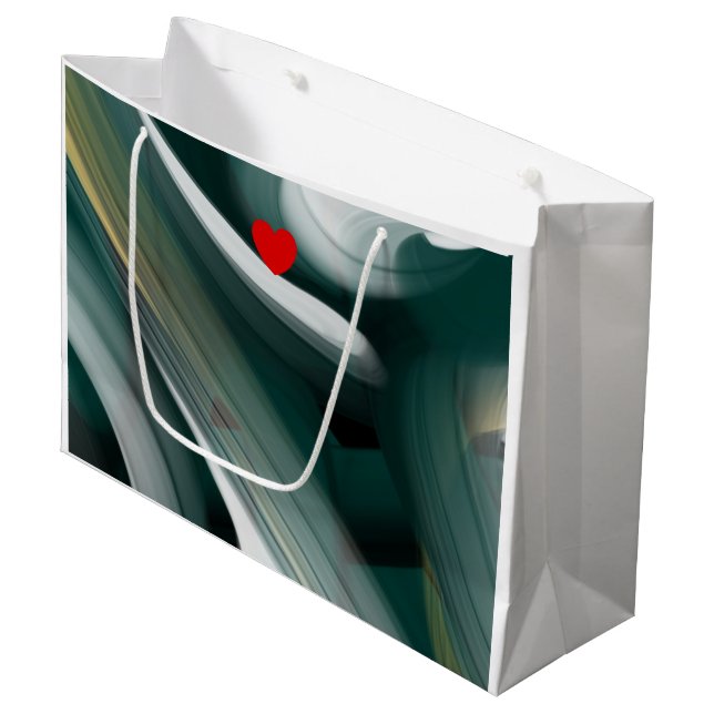 Sac cadeau Tendance Art Abstrait Noir Blanc Vert (Devant Angle)