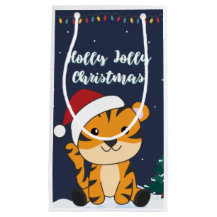 Sac Cadeau Tiger Noël Neige Animaux d'hiver Tiger Petit Gi