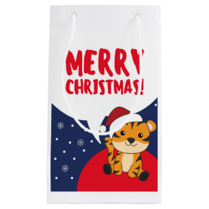 Sac Cadeau Tiger Noël Neige Animaux d'hiver Tiger Petit Gi