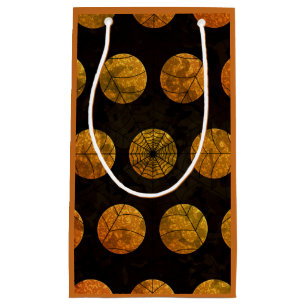 Sac cadeau toile d'araignée à pois noir et orange