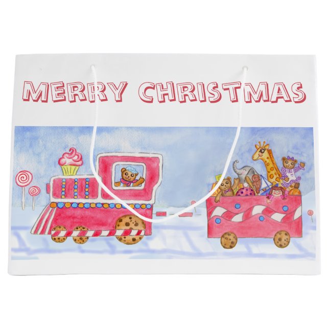 Sac Cadeau Train Jouet Noël Enfants Mignon (Devant)