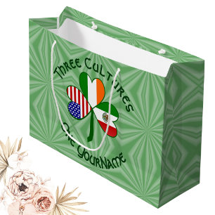 Sac Cadeau Trèfle personnalisé grand drapeau irlandais mexica