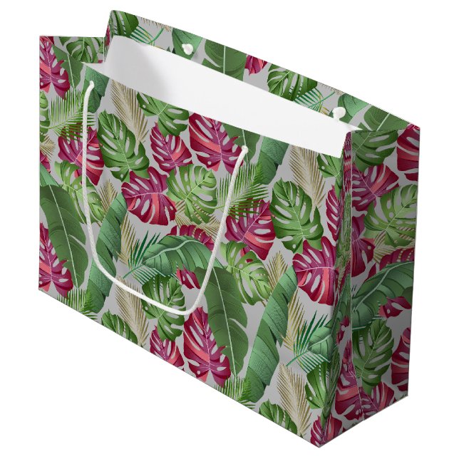 Sac cadeau Tropical Monstera et Palm Feuille (Devant Angle)