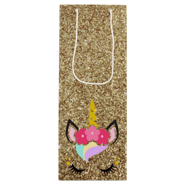 Sac cadeau Unicorn Gold Parties scintillant person (Devant)