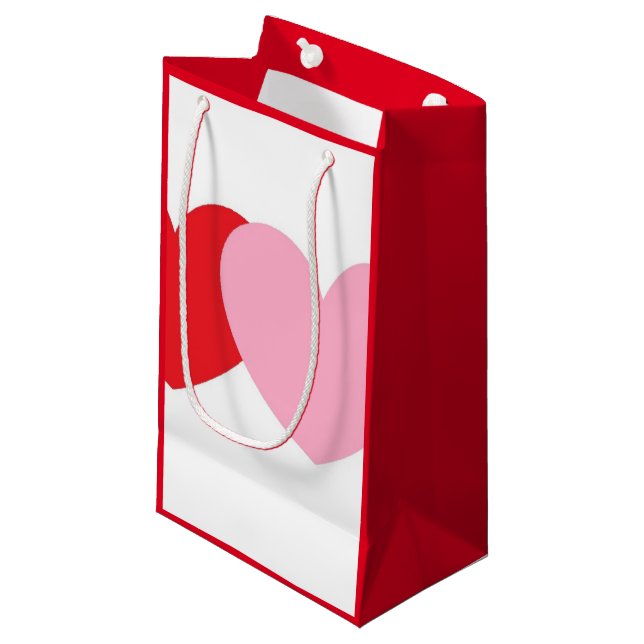 Sac cadeau Valentine avec Coeurs rouge et rose (Devant Angle)