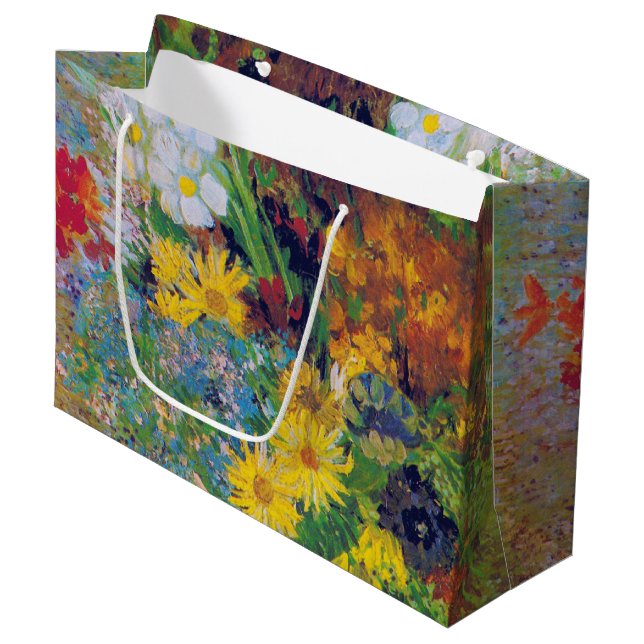 Sac Cadeau Vase avec marguerites et anémones, Van Gogh Grand  (Devant Angle)