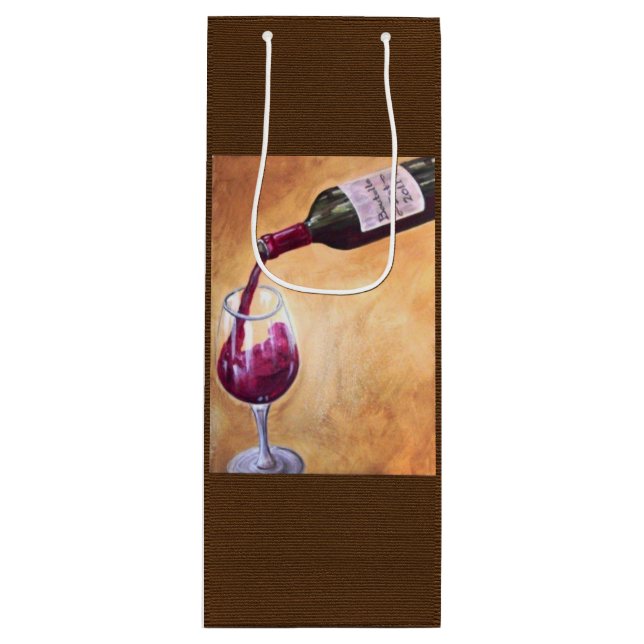 Sac cadeau Vin Pour - Elégante Bouteille & Verre A (Devant)