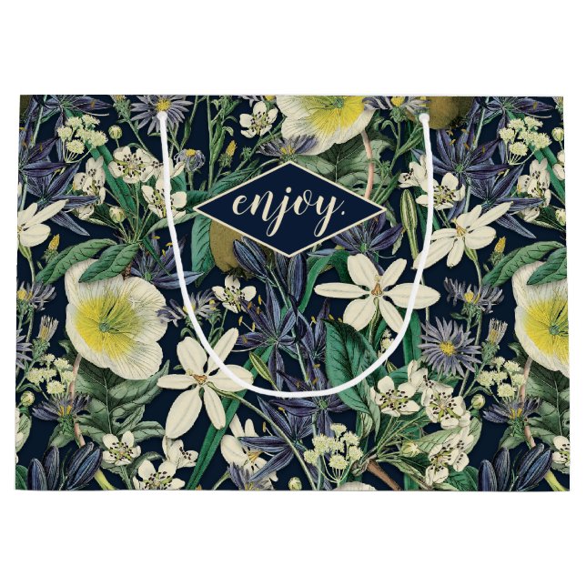 Sac cadeau Vintage floral de minuit (Devant)