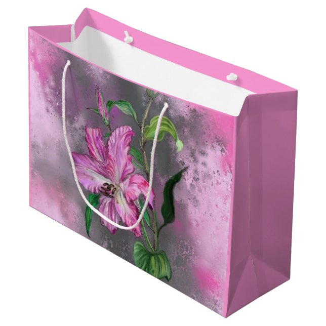 Sac cadeau violet rose Lily (Devant Angle)