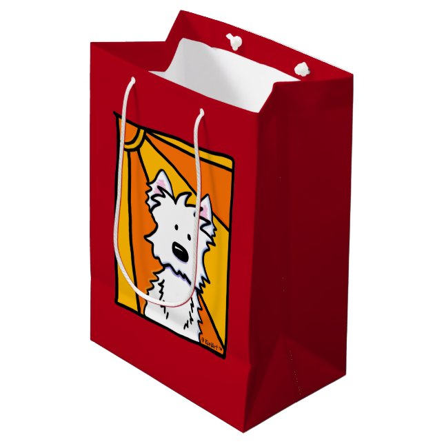 Sac cadeau Westie Sunshine KiniArt (Devant Angle)