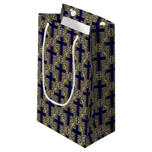 Sac carré Cross-24-Bleu-Or-GIFT (Devant Angle)
